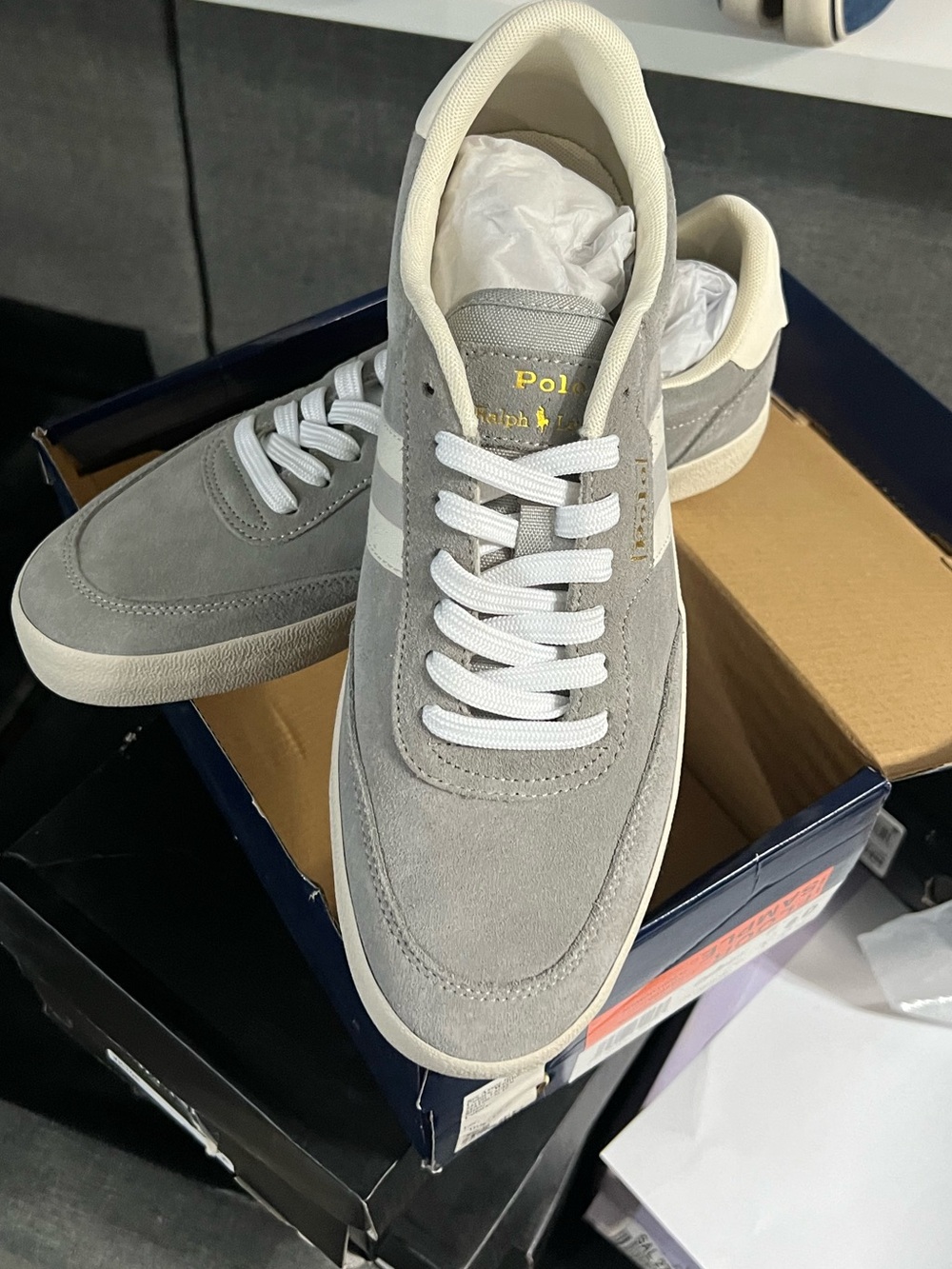 Polo by Ralph Lauren Men's Light Gray Suede Low-Top Sneakers